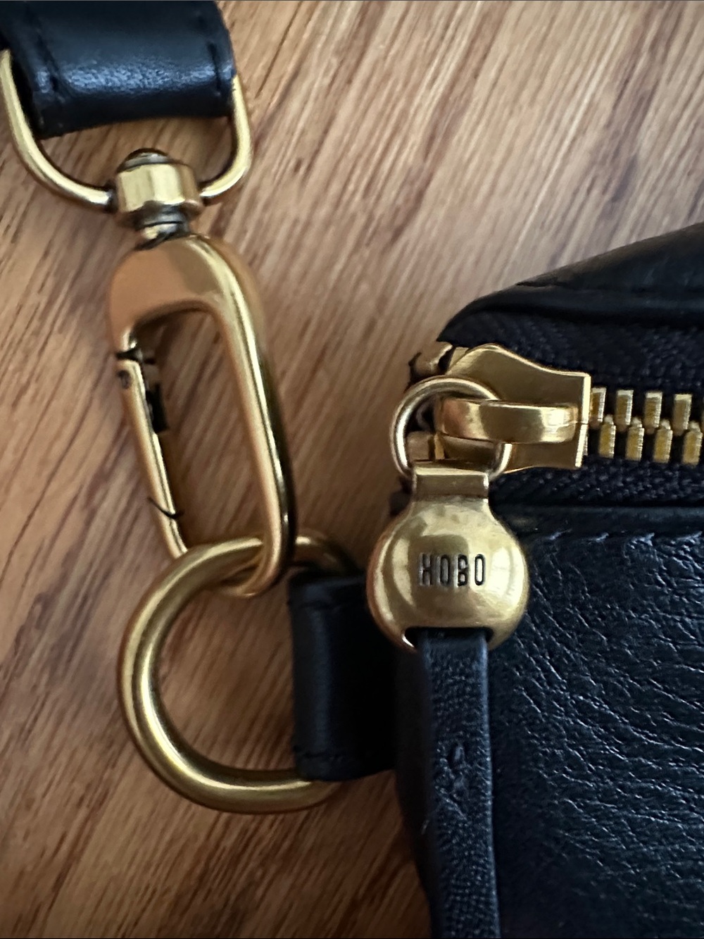 HOBO Black Leather Crossbody Belt Bag with Gold Hardware - Picture 2 of 4